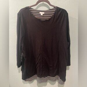 J. Jill Black Lagenlook 3/4 Sleeve Tunic Top Womens Size XL Classic Capsule